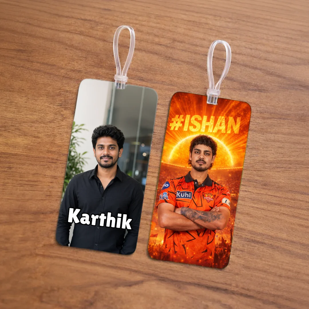 SRH Fan Luggage Tag – Sunrisers Hyderabad Travel Tag, Customisable with Your Photo and Name, Personalised Tag for Men, Women, Kids – IPL Cricket Team Merchandise