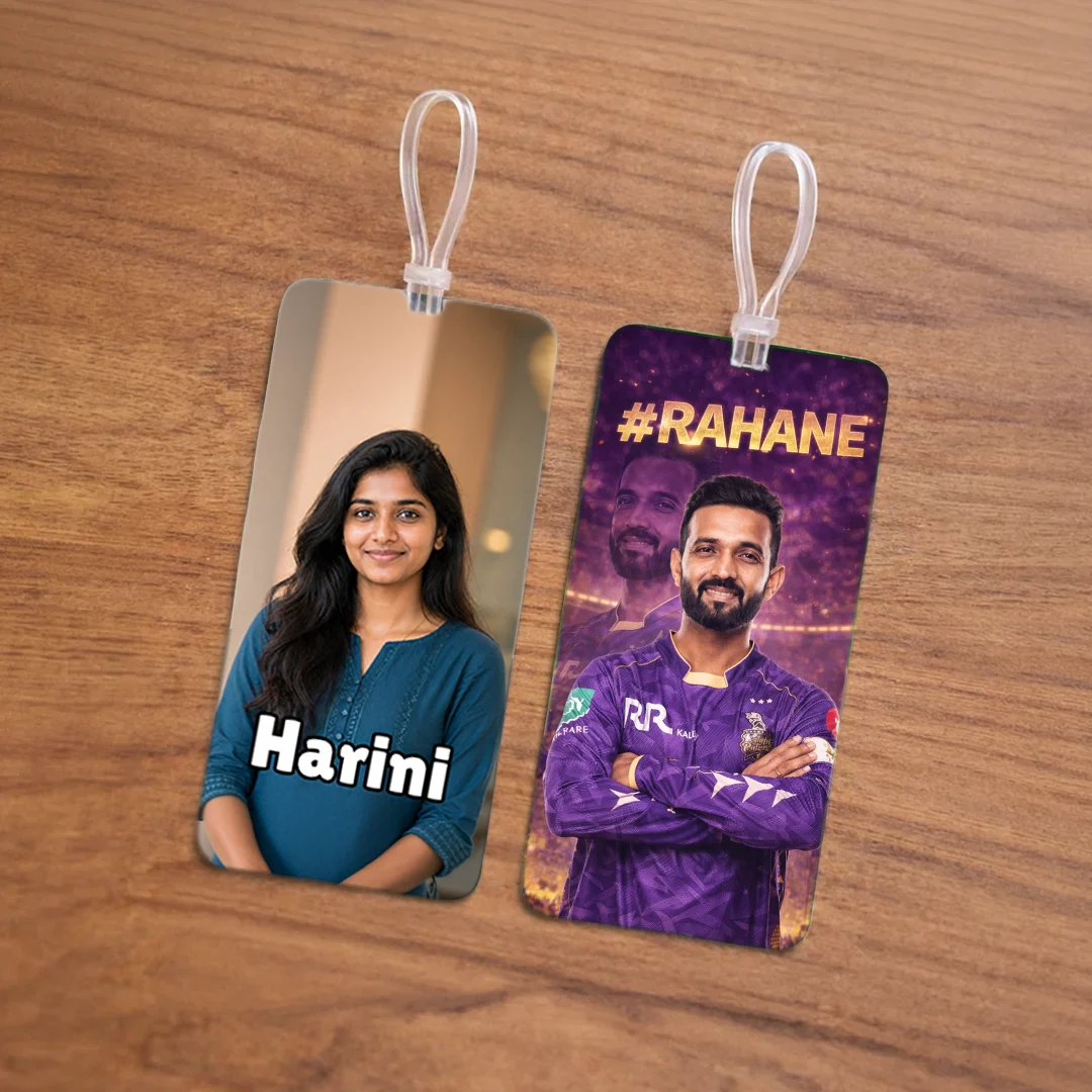 KKR Fan Luggage Tag – Kolkata Knight Riders Travel Tag, Customisable with Your Photo and Name, Personalised Tag for Men, Women, Kids – IPL Cricket Team Merchandise